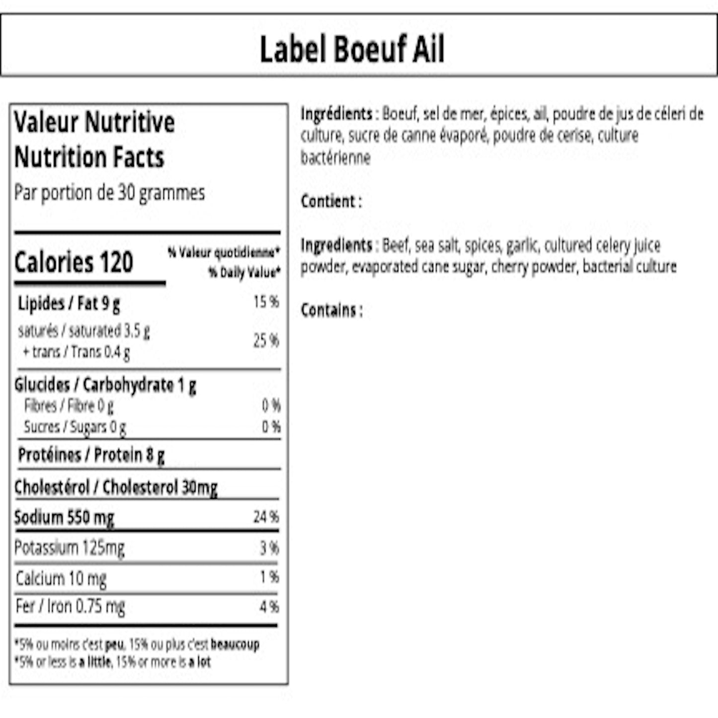 Saucisson sec de Boeuf: À L' Ail